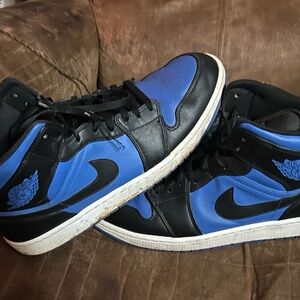 Jordan Black and Blue High-Top Sneakers